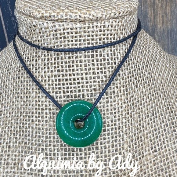 JADE BLACK CORD CHOKER NECKLACE - Picture 1 of 1